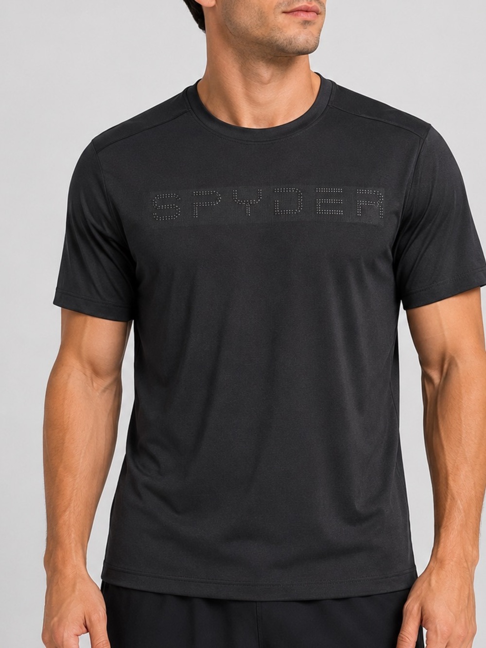 Spyder Active Men’s Medium Black workout gym Athletic‎ Shirt Short Sleeve